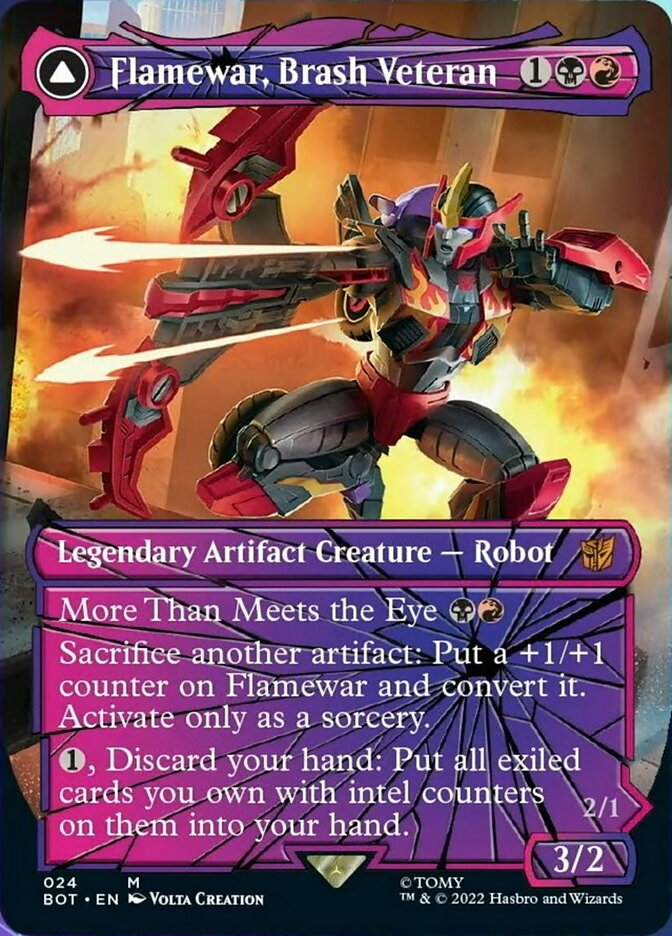 Flamewar, Brash Veteran (Shattered Glass) (BOT-024) - Transformers: (shatteredglass, convertdfc) (Borderless)