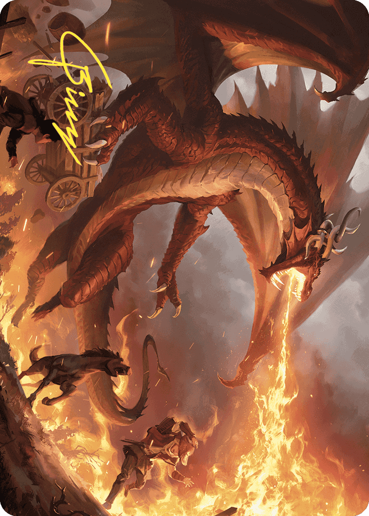 Realm-Scorcher Hellkite Art Card (Gold-Stamped Signature) [Wilds of Eldraine Art Series] | The CG Realm