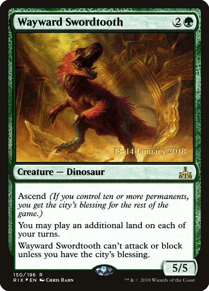 Wayward Swordtooth [Rivals of Ixalan Prerelease Promos] | The CG Realm