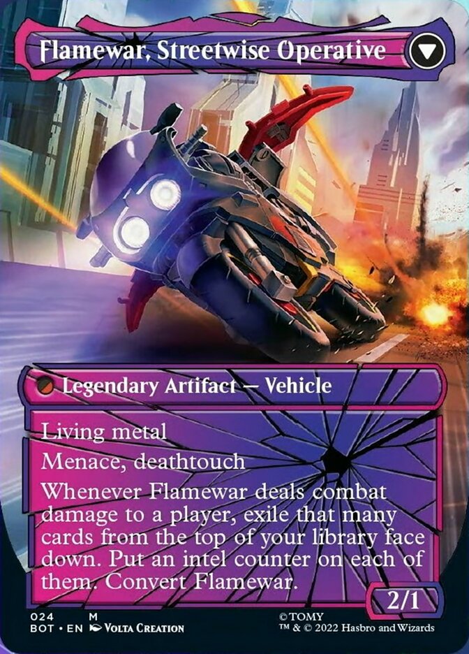 Flamewar, Brash Veteran // Flamewar, Streetwise Operative (Shattered Glass) [Transformers] | The CG Realm