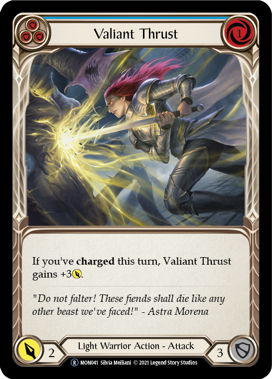 Valiant Thrust (Blue) [U-MON041] (Monarch Unlimited)  Unlimited Normal | The CG Realm