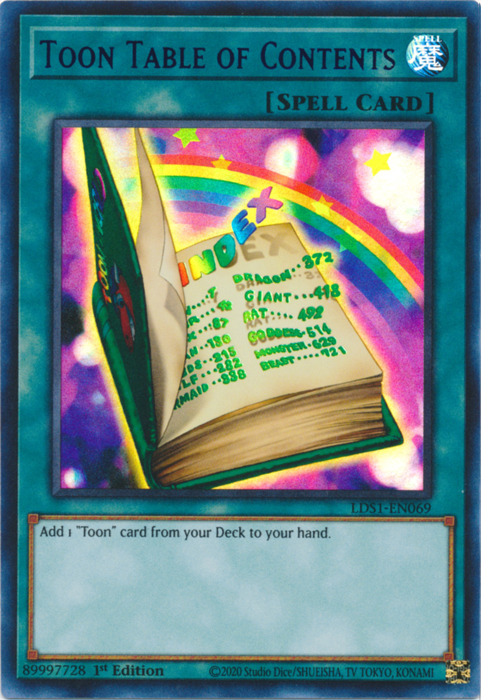 Toon Table of Contents (Purple) [LDS1-EN069] Ultra Rare | The CG Realm