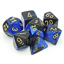 Chessex Gemini Black-Blue/gold Polyhedral 7 Die Set | The CG Realm