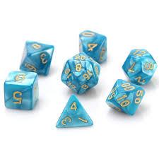 Die Hard Dice POLY RPG SET - TEAL SWIRL W/ GOLD