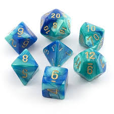 Chessex Gemini Blue-Teal/gold Polyhedral 7 Die Set
