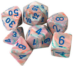 Chessex Festive Pop Art /Blue Polyhedral 7 Die Set