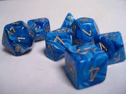 Chessex Vortex Blue/gold Polyhedral 7 Die Set | The CG Realm