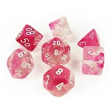 Chessex Gemini Clear-Pink/white Polyhedral 7-Die Set | The CG Realm