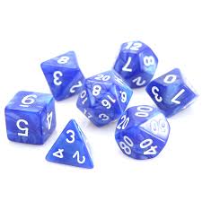 Die Hard Dice POLY RPG SET - BLUE SWIRL W/ WHITE