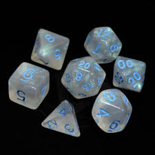 Die Hard Dice POLY RPG SET - GLACIAL MOONSTONE W/  BLUE