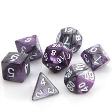 Die Hard Dice POLY RPG SET - SILVER/PURPLE ALLOY