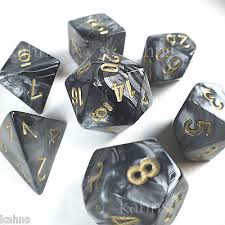 Chessex Lustrous Black/gold Polyhedral 7 Die Set | The CG Realm