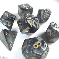 Chessex Lustrous Black/gold Polyhedral 7 Die Set
