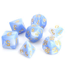 Die Hard Dice POLY RPG SET - BLUE/WHITE MARBLE