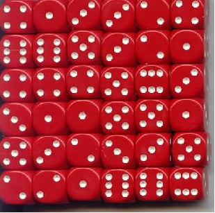 Chessex Opaque Red/White 12mm d6 Dice Block