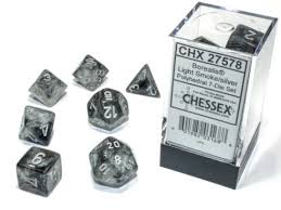 Chessex Polyhedral 7-Die Set Borealis Light Smoke/silver