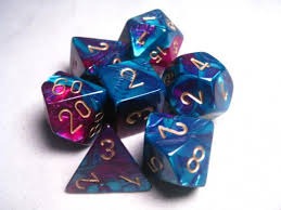 Chessex Gemini Purple-Teal w/gold Polyhedral 7 Die Set | The CG Realm