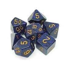 Chessex Speckled Golden Cobalt Polyhedral 7 Die Set | The CG Realm