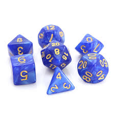 Die Hard Dice POLY RPG SET - BLUE SWIRL W/ GOLD