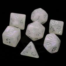 Die Hard Dice POLY RPG SET - MOONSTONE W/ SILVER