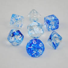 Chessex Nebula Dark Blue/white Polyhedral 7 Die Set | The CG Realm