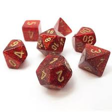 Chessex Glitter Rudy red/gold Polyhedral 7 Die Set | The CG Realm