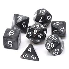 Die Hard Dice POLY RPG SET - BLACK SWIRL W/ WHITE