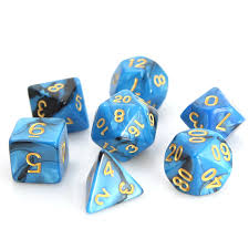 Die Hard Dice POLY RPG SET - BLUE/BLACK MARBLE