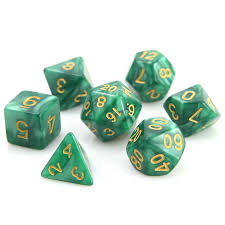 Die Hard Dice POLY RPG SET - GREEN SWIRL W/ GOLD