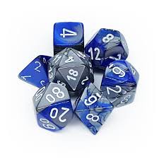 Chessex Gemini Blue-Steel/White Polyhedral 7 Die Set | The CG Realm