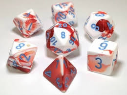 Chessex Gemini Red-White/blue Polyhedral 7 Die Set | The CG Realm