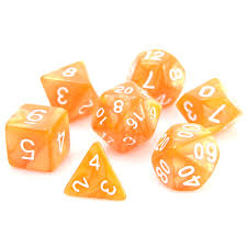 Die Hard Dice POLY RPG SET - ORANGE SWIRL W/ WHITE