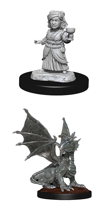 DND UNPAINTED MINIS WV13 SILVER DRAGON WYRMLING