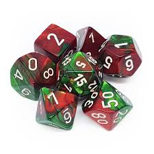 Chessex Gemini Green-Red/white Polyhedral 7 Die Set | The CG Realm