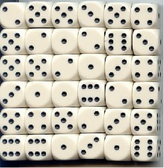 Chessex Opaque White/Black 12mm d6 Dice Block