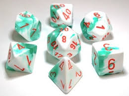 Chessex Gemini Mint Green-white/orangePolyhedral 7 Die Set