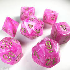 Chessex Vortex Pink/gold Polyhedral 7 Die Set | The CG Realm