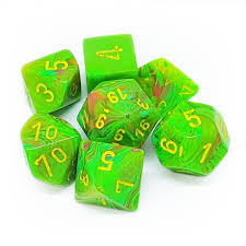 Chessex Vortex Slime/yellow Polyhedral 7 Die Set