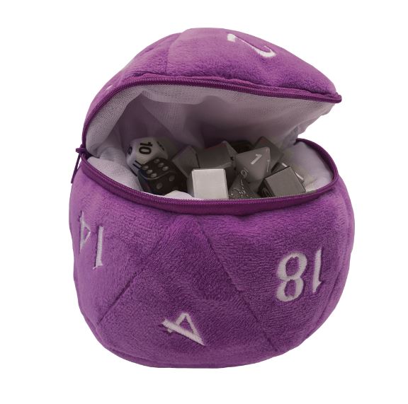 UP DICE BAG PURPLE D20 PLUSH