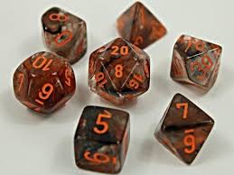 Chessex Nebula Copper Matrix/orange Polyhedral 7-Die Set