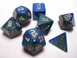 Chessex Gemini Blue-Green/gold Polyhedral 7 Die Set | The CG Realm
