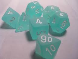 Chessex Frosted Teal/white Polyhedral 7 Die Set | The CG Realm