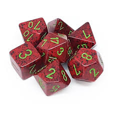 Chessex Speckled Strawberry Polyhedral 7 Die Set | The CG Realm