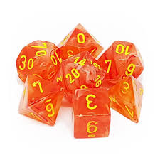 Chessex Ghostly Glow Orange/yellow Polyhedral 7 Die Set