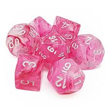 Chessex Ghostly Glow Pink/silver Polyhedral 7 Die Set