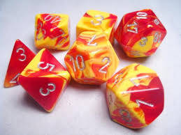 Chessex Gemini Red-Yellow w/silver Polyhedral 7 Die Set