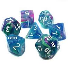 Chessex Festive Waterlily /White Polyhedral 7 Die Set
