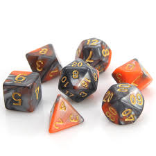 Die Hard Dice POLY RPG SET - ORANGE/SILVER ALLOY
