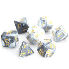 Die Hard Dice POLY RPG SET - WHITE/BLACK MARBLE