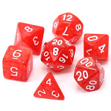 Die Hard Dice POLY RPG SET - RED SWIRL W/ WHITE